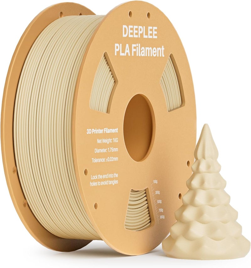 Deeplee PLA 1.75mm 3D Printer Filament, Dimensional Accuracy +/- 0.02mm, Neatly Wound, No Clogging, Vacuum Package, Fits for Most FDM 3D Printers, 1kg Beige - Image 1